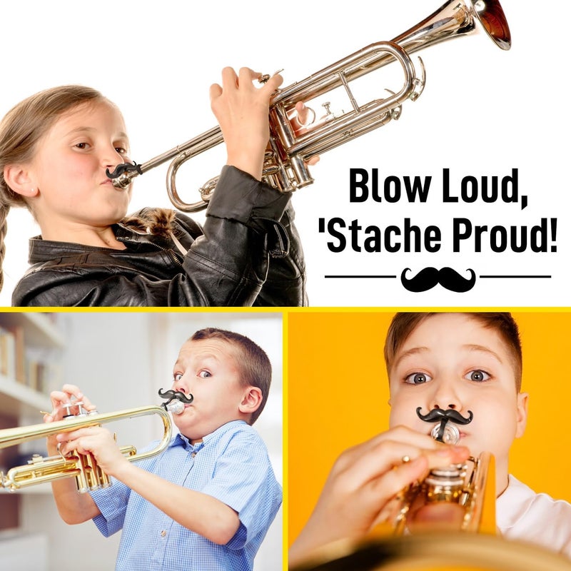 Samorillo [2 Pack] Clip-On Mustache For Trumpets & Trombones - Includes Protective Case - Fits All Small Shank Mouthpieces - Perfect Accessory For Young Musicians - Mouthpiece Not Included - Image 5